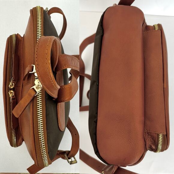 BALSA Paris Leather Slim Backpack Purse Brown Interchangeable Zipper Pulls - Picture 8 of 15